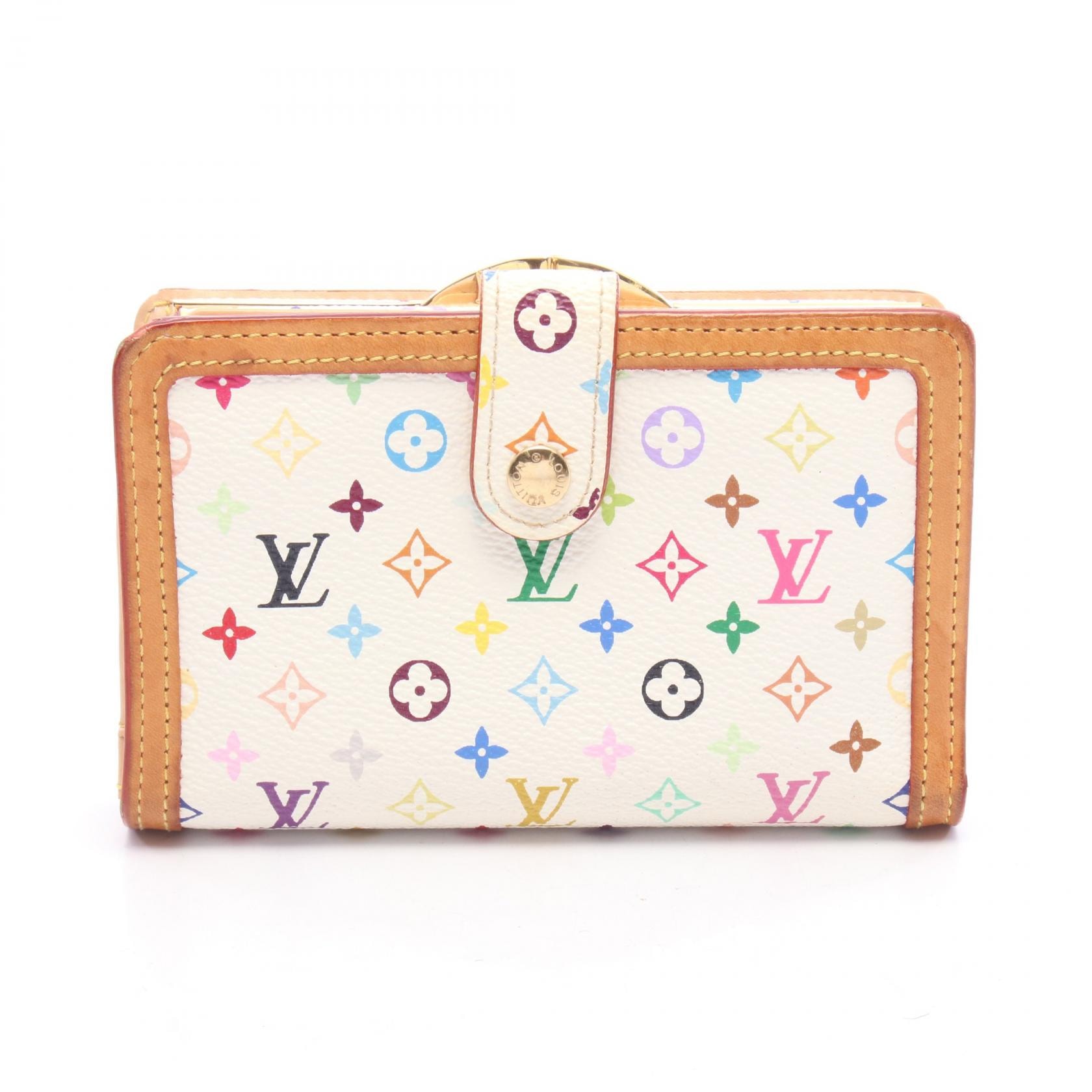 ルイ・ヴィトン LOUIS VUITTON ポルト モネ ビエ ヴィエノワ モノグラムマルチカラー ブロン 二つ折り財布 財布 レザー PVC レディース ホワイト系 M92987 【中古】