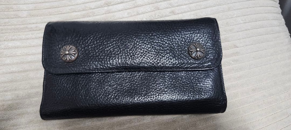 Chrome Hearts Wave Cross Ball Leather Long Wallet "Black"