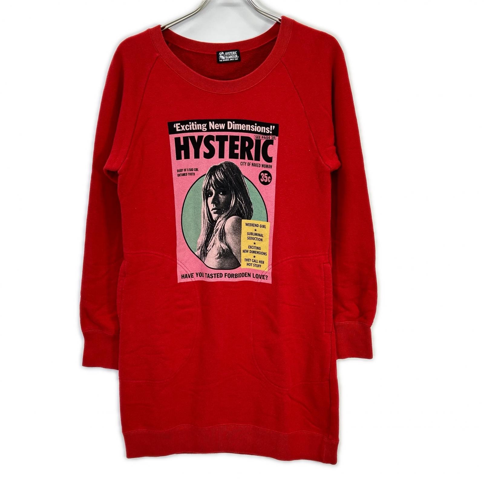 ヒステリックグラマー 01201CO01 レッド CITY OF NAKED WOMANワンピース F