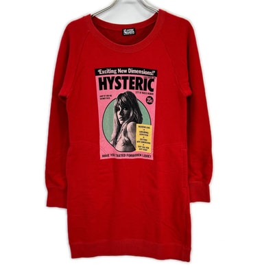 ヒステリックグラマー 01201CO01 レッド CITY OF NAKED WOMANワンピース F