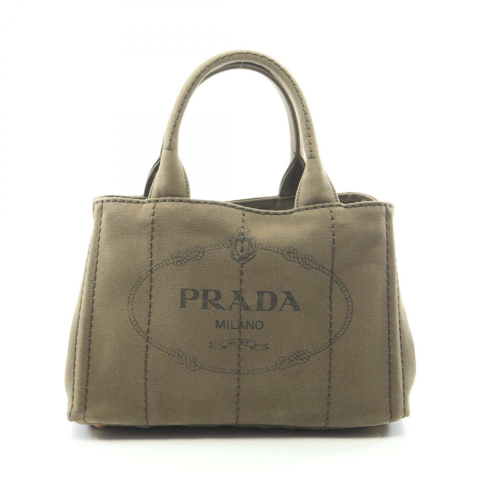 プラダ PRADA CANAPA カナパ トートバッグ バッグ キャンバス レディース カーキ系 1BG439 【中古】