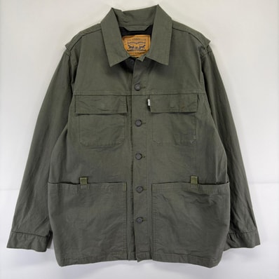 古着 リーバイス Levi's ジャケット カバーオール ワーク リップストップ ミリタリー M グリーン系 メンズ