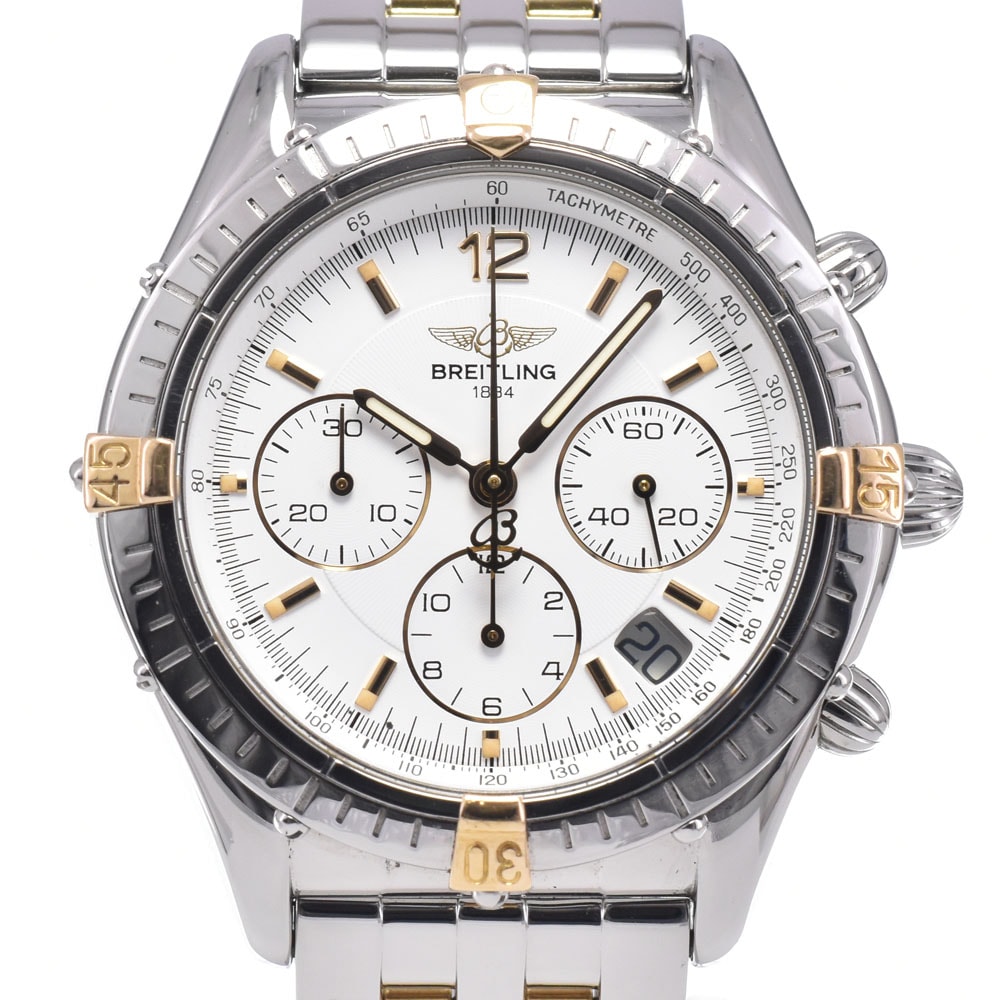 ブライトリング BREITLING B30012 コックピット クロノグラフ デイト ホワイト 自動巻き ユニセックス 良品 腕時計 O#148643