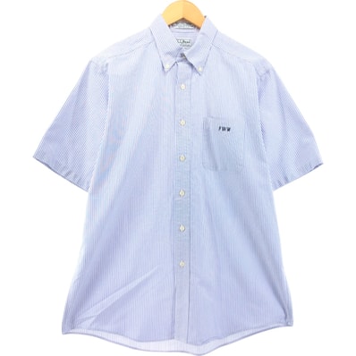 古着 90~00年代 エルエルビーン L.L.Bean 半袖 ボタンダウン ストライプシャツ メンズM相当/eaa554567