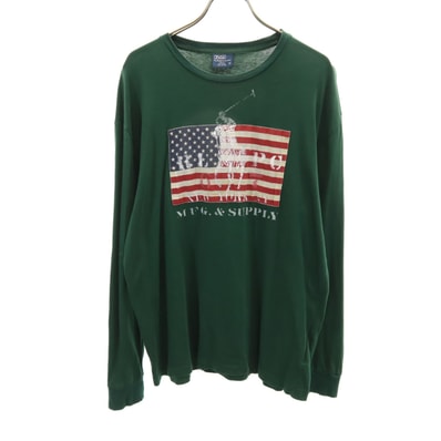 Polo by Ralph Lauren ポロバイラルフローレン 星条旗 ビッグポニー 長袖 Tシャツ S グリーン ロンT
