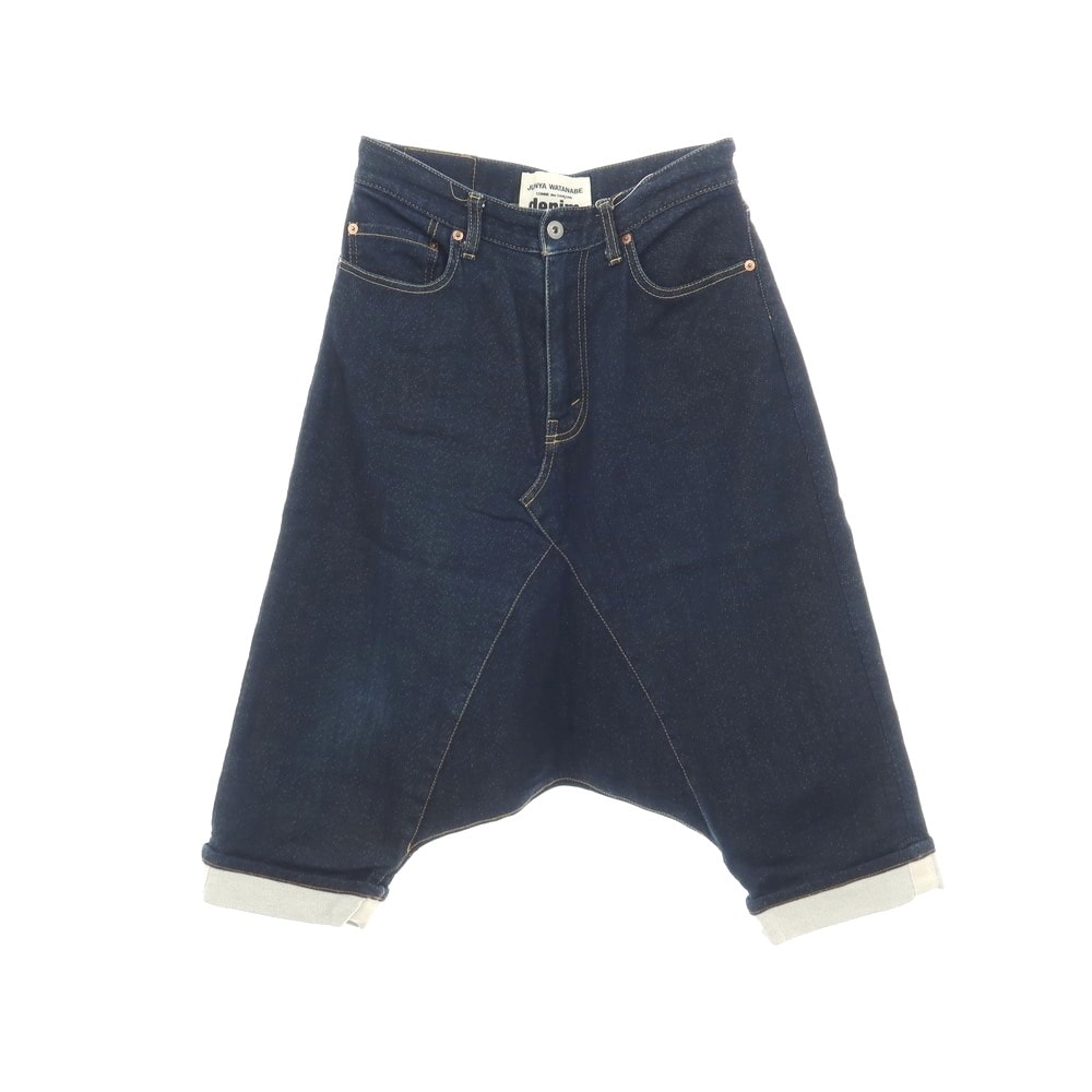 【中古】コムデギャルソン ジュンヤワタナベ デニム COMME des GARCONS JUNYA WATANABE DENIM 2015年秋冬 ストレッチ コットンナイロン クロップド丈 サルエルパンツ ネイビー【サイズS】【レディース】