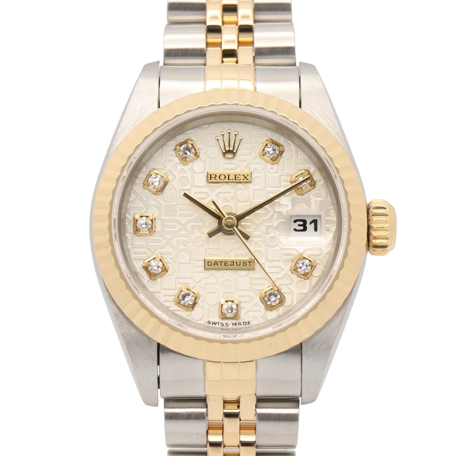 ロレックス ROLEX デイトジャスト 10Pダイヤ T番 腕時計 時計 K18(イエローゴールド) ステンレススチール ダイヤモンド レディース シルバー系 コンピューター/新ダイヤ 69173G 【中古】