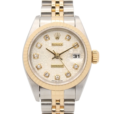 ロレックス ROLEX デイトジャスト 10Pダイヤ T番 腕時計 時計 K18(イエローゴールド) ステンレススチール ダイヤモンド レディース シルバー系 コンピューター/新ダイヤ 69173G 【中古】