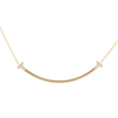 TIFFANY&Co. ティファニー ティファニーT スマイル ペンダント スモール ネックレス ダイヤモンド K18YG ダイヤモンド ゴールド【中古】