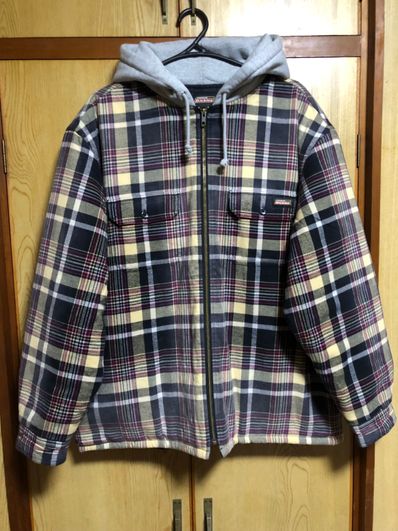 Supreme x Dickies Plaid Hooded Zip Up Shirt "Black"