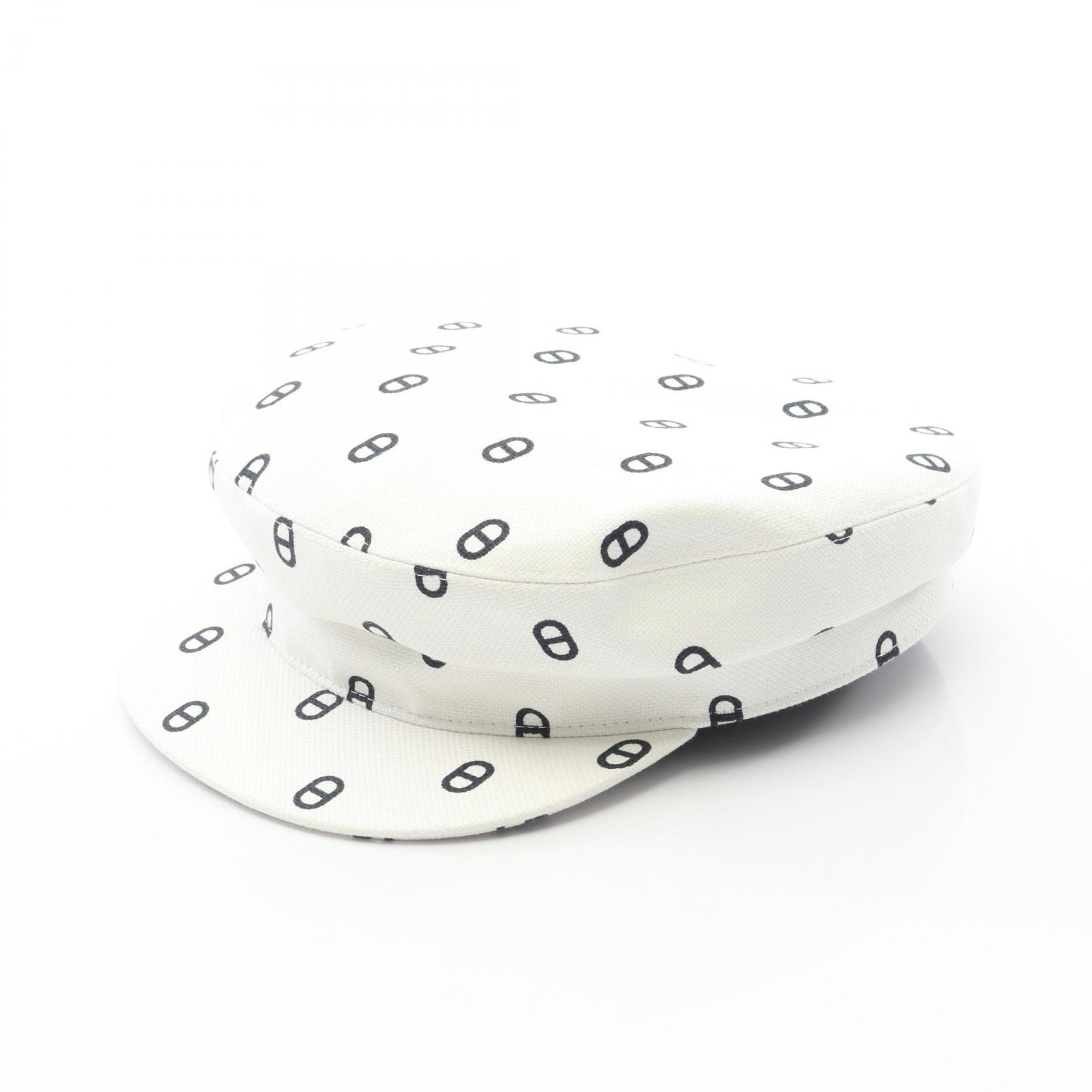 エルメス HERMES シェーヌダンクル 帽子 キャンバス ホワイト レディース ホワイト系 【中古】