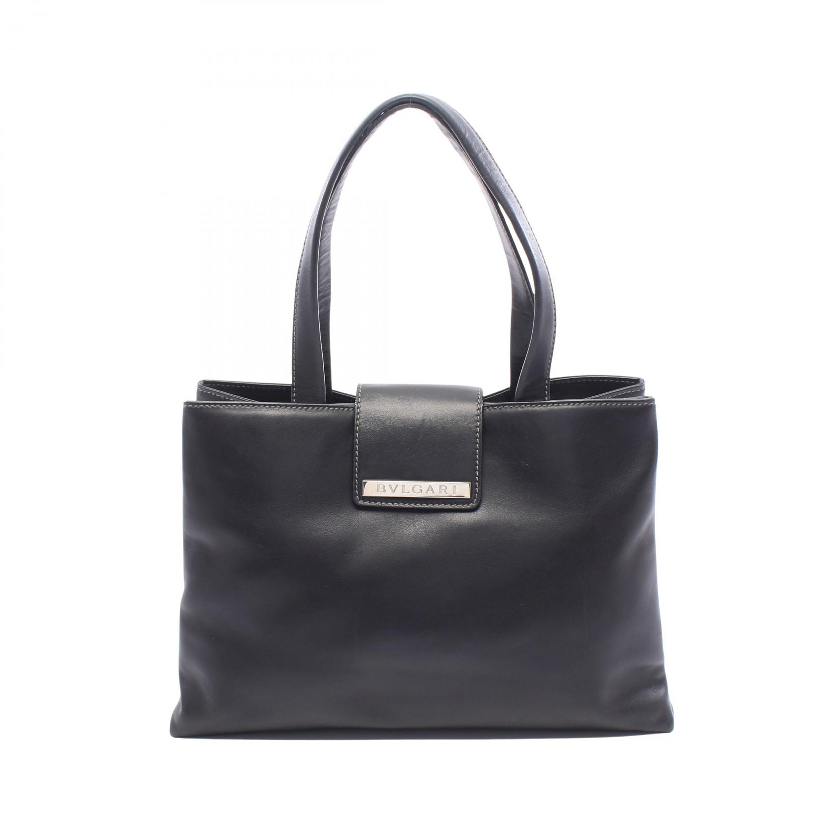ブルガリ BVLGARI ロゴプレート トートバッグ バッグ レザー レディース ブラック系 【中古】