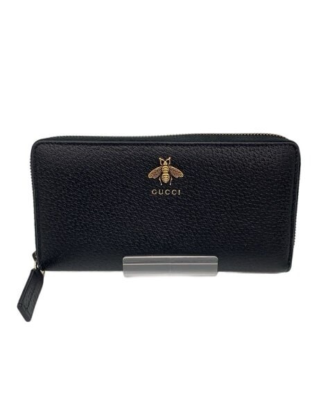 GUCCI Animalier Leather Zip Around Wallet