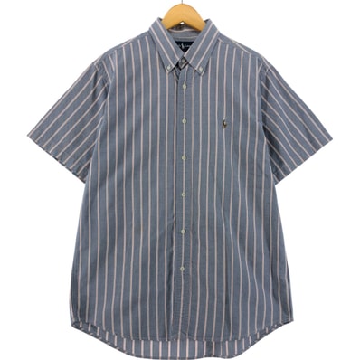 古着 ラルフローレン Ralph Lauren CUSTOM FIT 半袖 ボタンダウン ストライプシャツ メンズXL相当/eaa533689