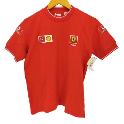 イタリア製 フェラーリ パッチ モックネック 半袖Tシャツ【1143284383823】