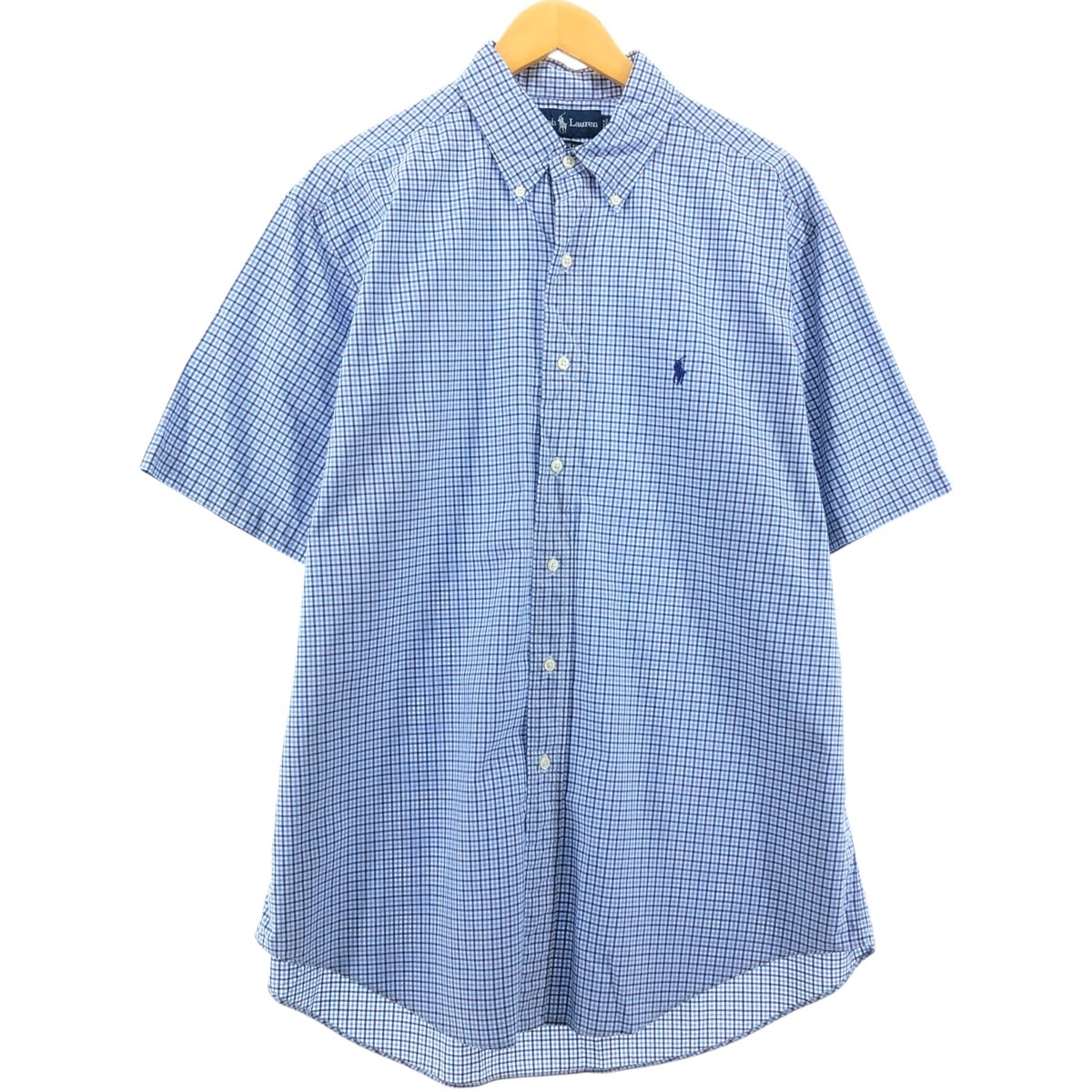 古着 ラルフローレン Ralph Lauren CLASSIC FIT 半袖 ボタンダウン チェックシャツ メンズL相当/eaa548613
