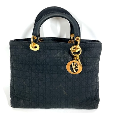 ディオール Dior レディディオール Lady dior カナージュ カバン トートバッグ ハンドバッグ ナイロンキャンバス ブラック