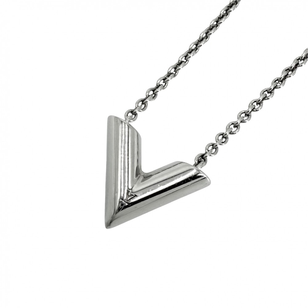 LOUIS VUITTON ルイヴィトン ネックレス エセンシャルV ペンダント アクセサリー アジャスター付き メンズ レディース 男女兼用    M63197 シルバー ユニセックス 約9.3g【中古品】