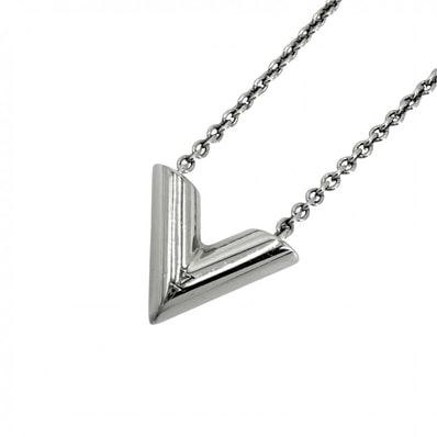 LOUIS VUITTON ルイヴィトン ネックレス エセンシャルV ペンダント アクセサリー アジャスター付き メンズ レディース 男女兼用 M63197 シルバー ユニセックス 約9.3g【中古品】
