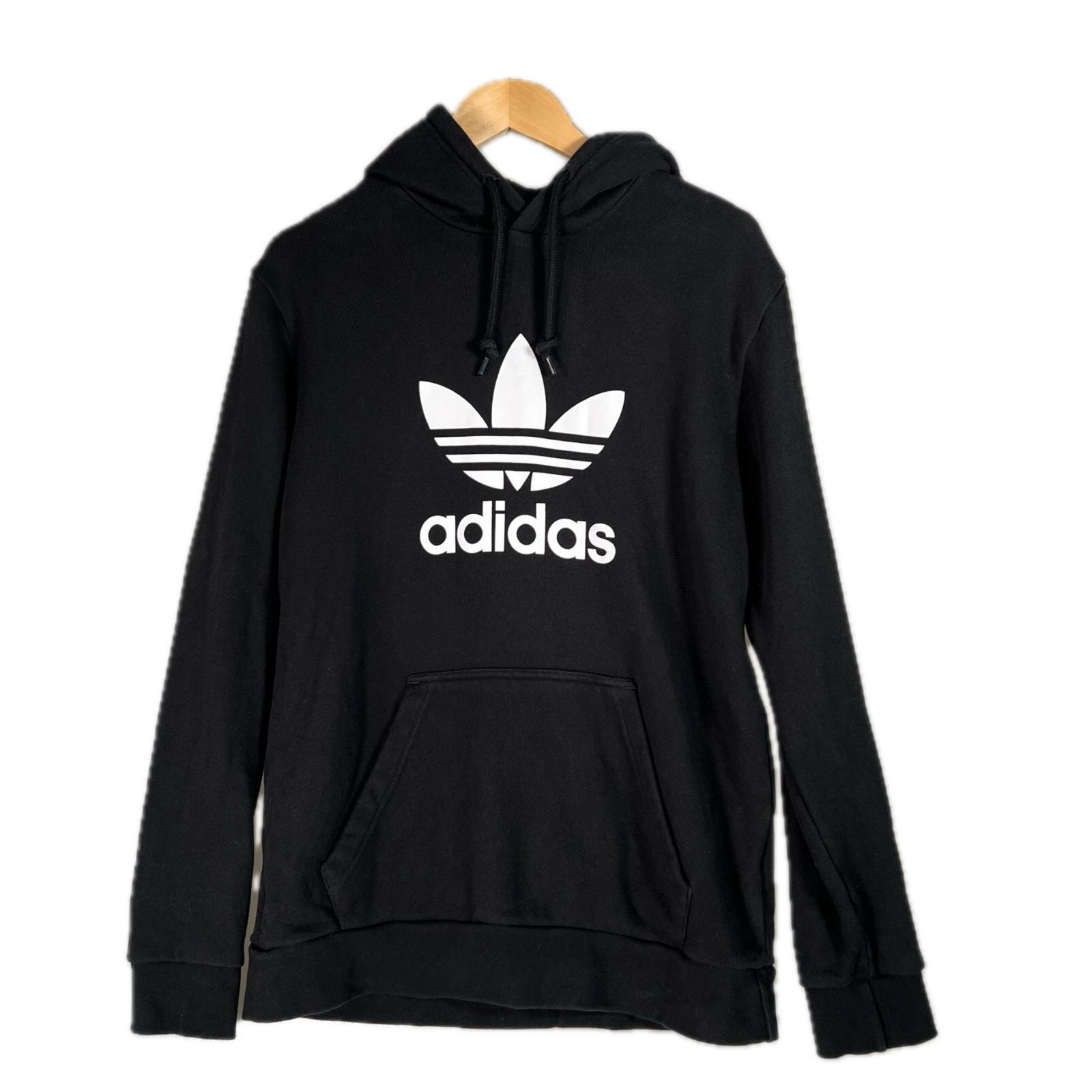 adidas アディダス ブランドロゴ 秋冬 AW パーカー コットン/ポリウレタン ブラック レディース【古着】【中古】