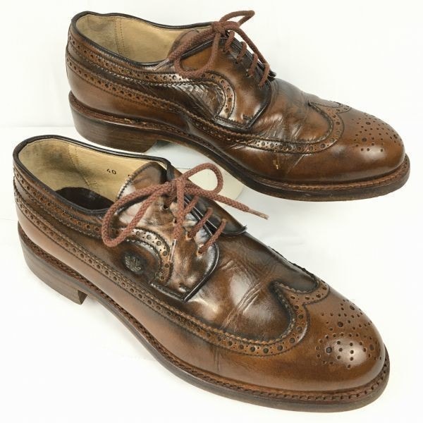 試着交換OK!adidas/アディダス★希少Vintage/鉄/スチールスパイク ゴルフシューズ〈茶/BROWN〉size40A/25.0程度 steel spike golf shoes 管NO.WZA-400