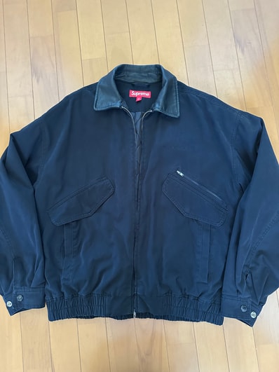 Supreme Leather Collar Utility Jacket "Black"