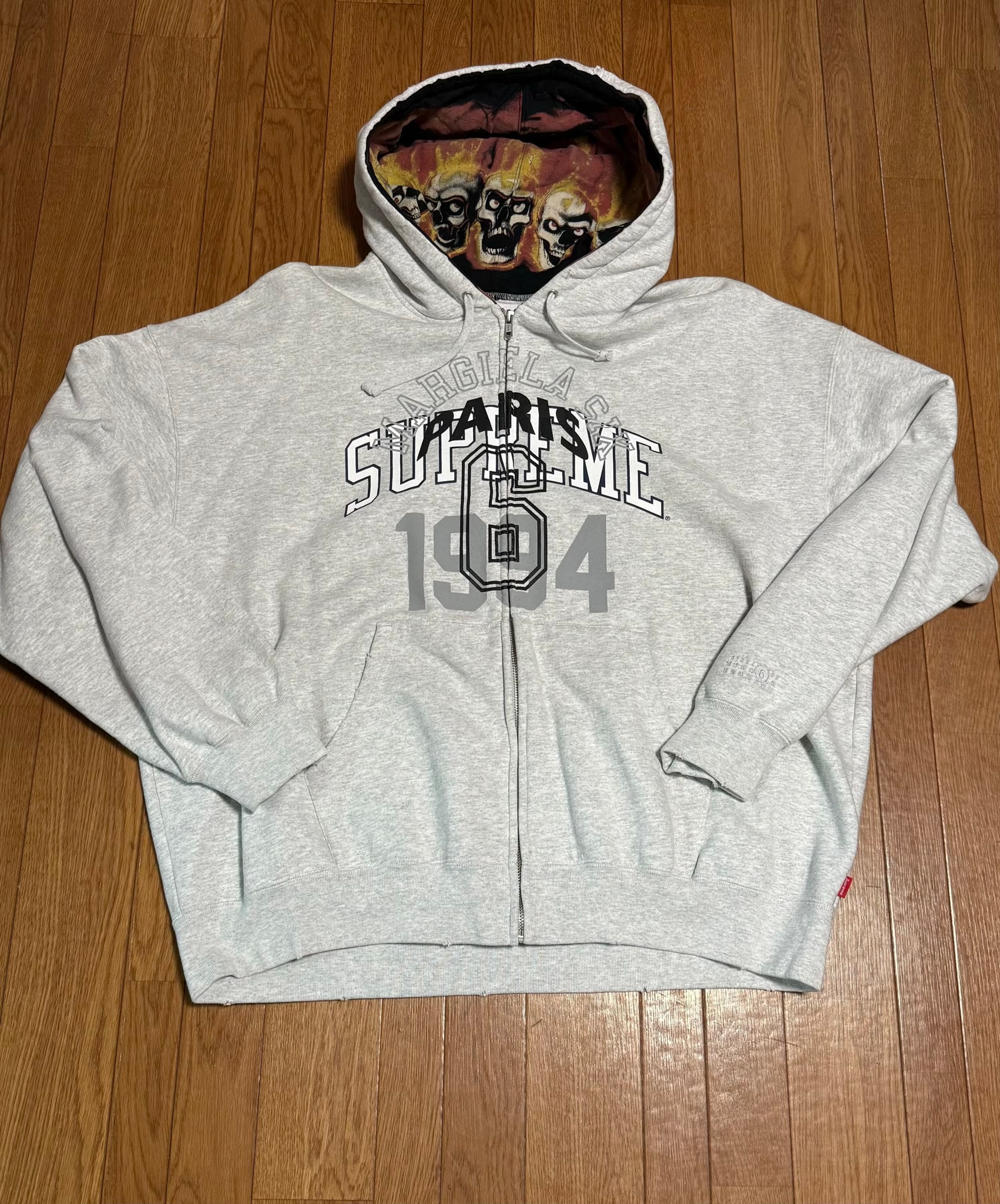 Supreme x MM6 Maison Margiela Zip Up Hooded Sweatshirt "Ash Grey"
