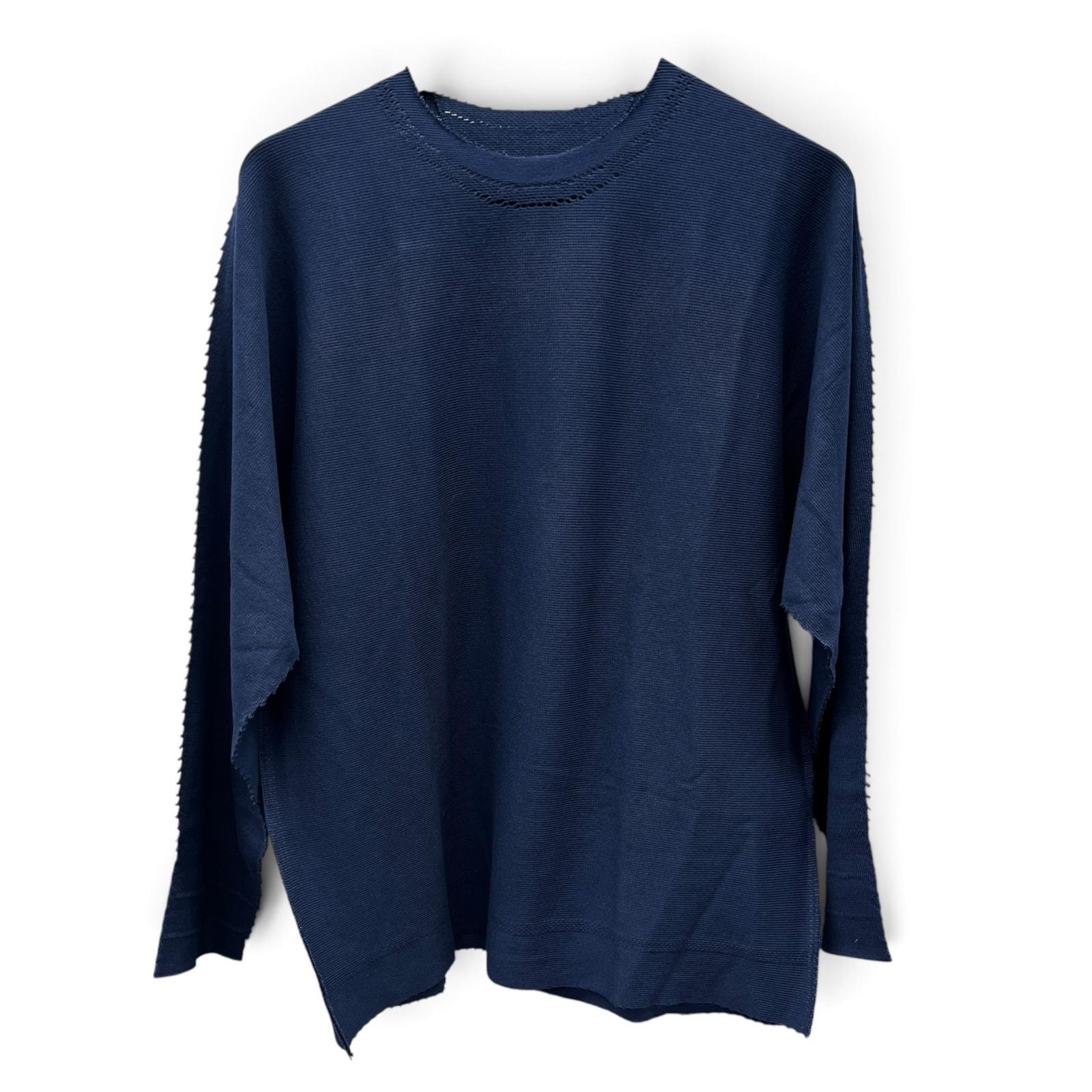 ISSEY MIYAKE 展示品級美品 イッセイミヤケ A-POC ABLE ISSEY MIYAKE TYPE-A BASICS AT21KK414 コットン ナイロン ネイビー 長袖 SAランク 中古 鑑定済