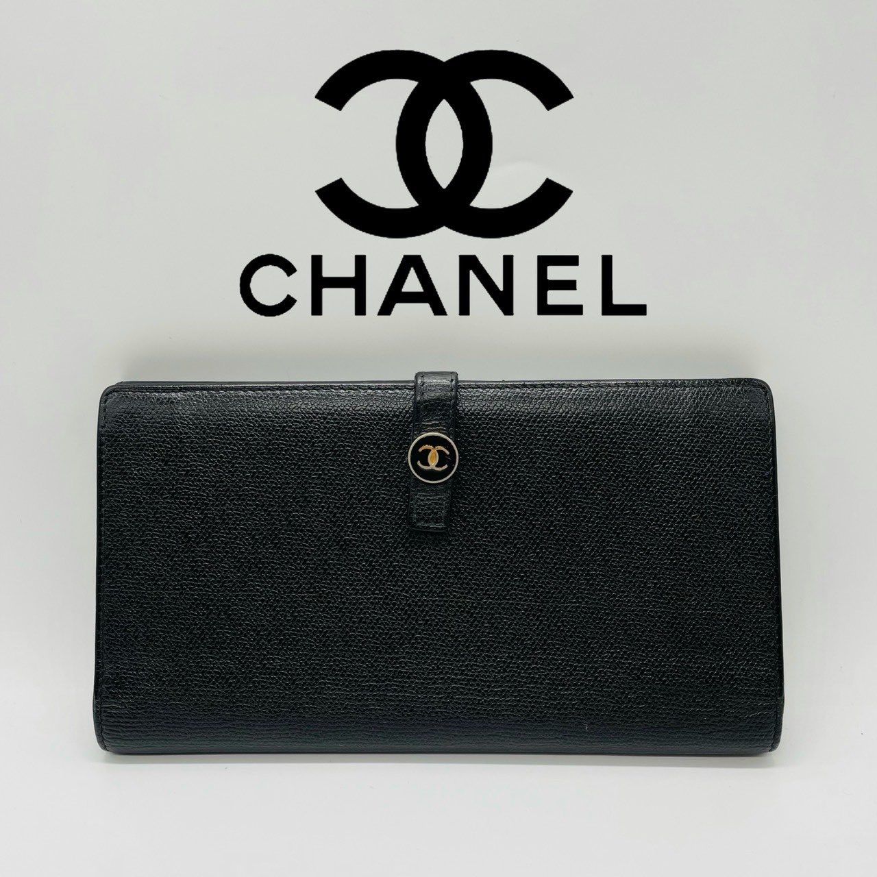 【人気】美品 CHANEL 長財布 Wホック ココマーク キャビアスキン