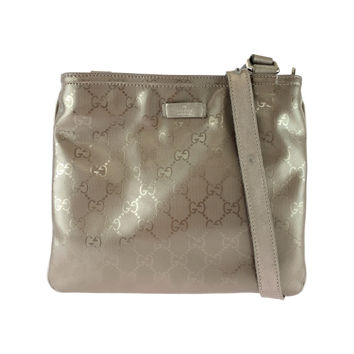 GUCCI グッチ GGインプリメ ベージュ メタリックベージュ シルバー金具 PVC ショルダーバッグ ポシェット 1-0292472 【中古】