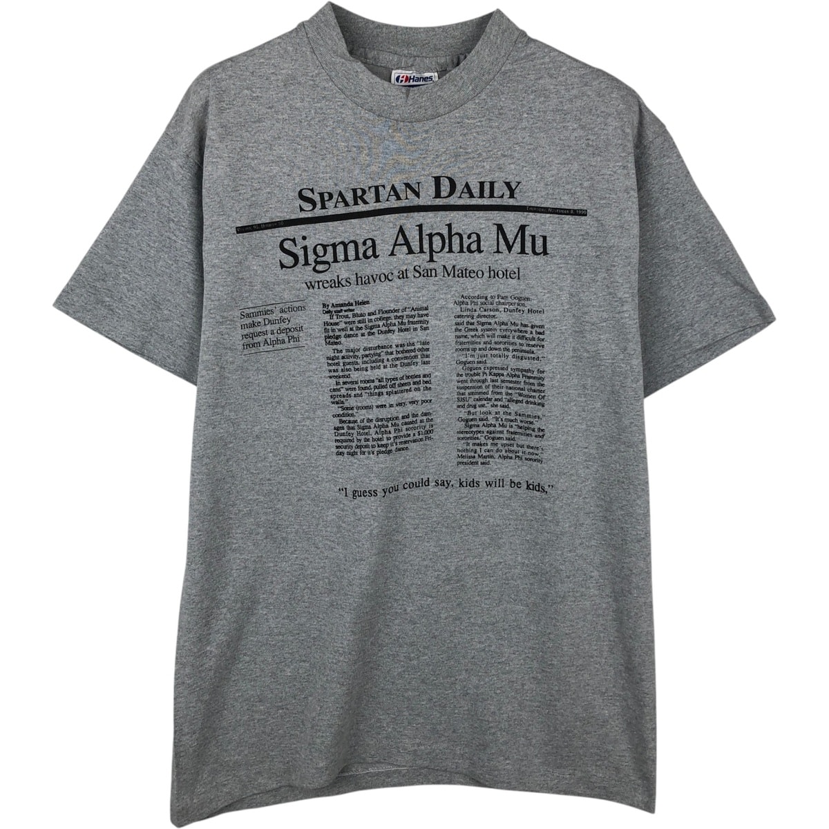 古着 80年代 ヘインズ Hanes POLY-COTTON 青タグ プリントTシャツ USA製 メンズL相当 ヴィンテージ/eaa639136