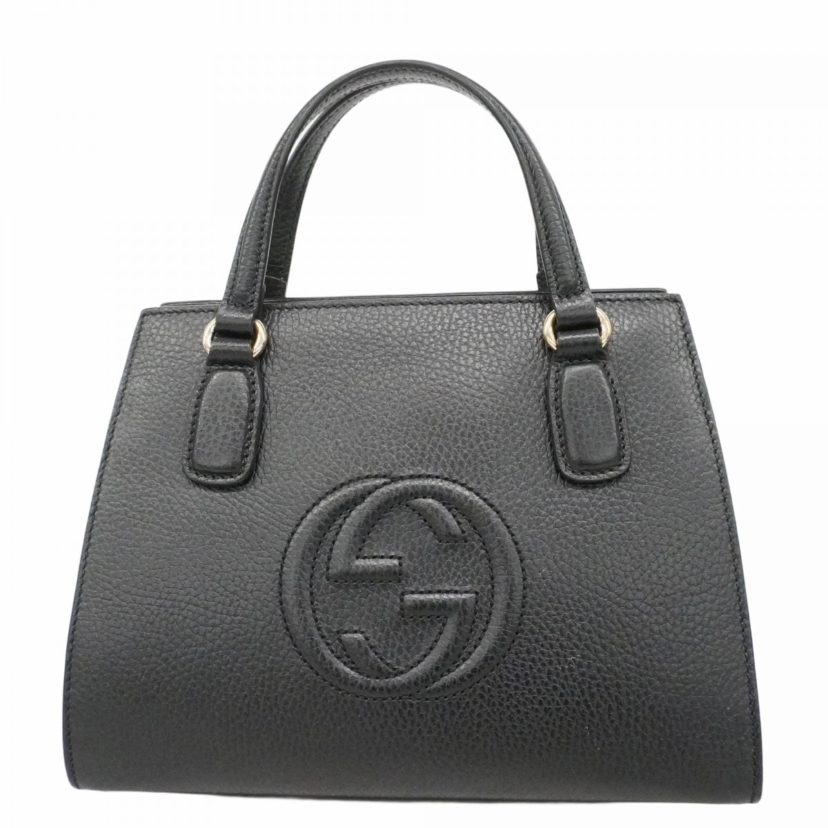 【6dc2440-k】グッチ ハンドバッグ ソーホー 607722 レザー ブラック シャンパンゴールド金具【中古】レディース