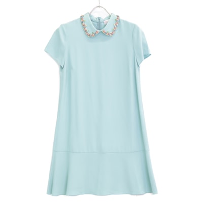 レッドヴァレンチノ SR3VAH020F1 グリーン系 襟 ビジュー ワンピース 40