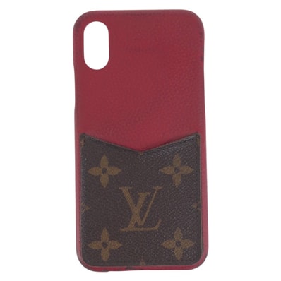 LOUIS VUITTON ルイヴィトン モノグラム バンパー 男女兼用 レッド ブラウン PVC スマホケース アイフォンケース X/Xsケース 505252 【中古】