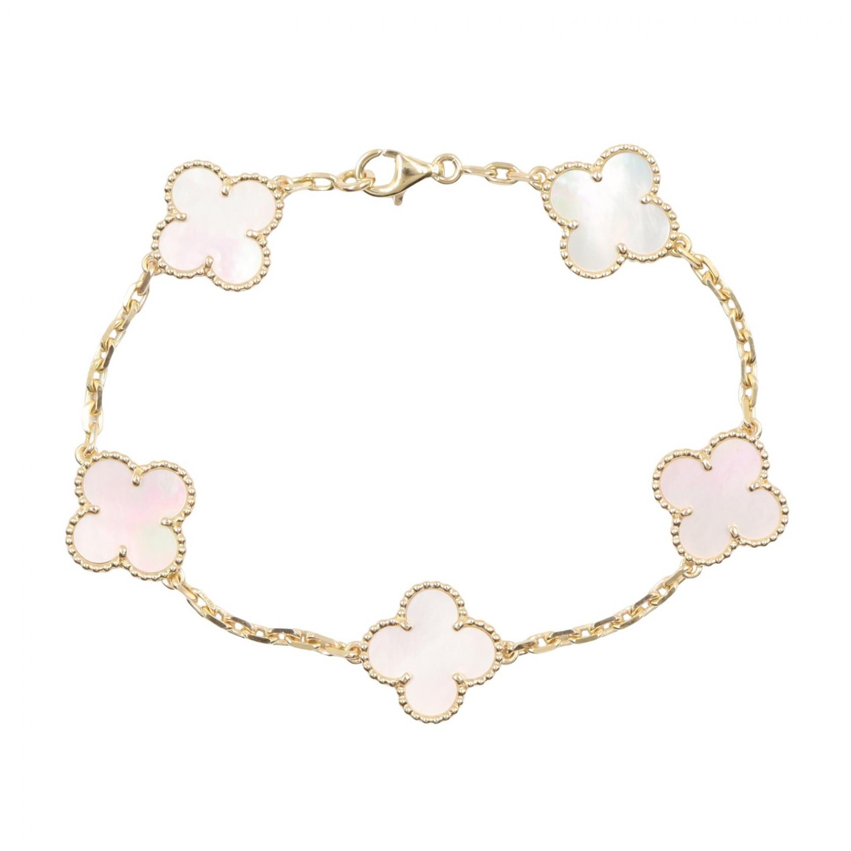 ヴァンクリーフ&アーペル Van Cleef & Arpels ヴィンテージアルハンブラ5P ブレスレット ブレスレット アクセサリー K18(イエローゴールド) マザーオブパール レディース ゴールド系 / ホワイト系 【中古】