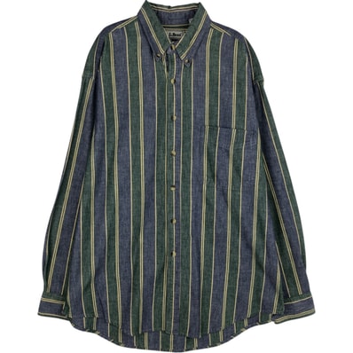 古着 ~90年代 エルエルビーン L.L.Bean 長袖 ボタンダウンストライプシャツ カナダ製 メンズL相当 ヴィンテージ/eaa643037