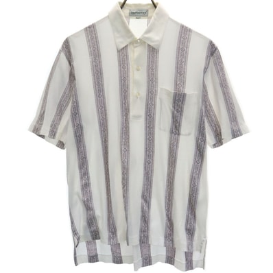 Burberrys バーバリーズ 90s オールド ストライプ 半袖 ポロシャツ M ホワイト系
