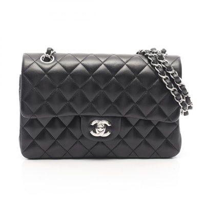 シャネル CHANEL マトラッセ Wフラップ ショルダーバッグ バッグ ラムスキン(羊革) レディース ブラック系 A01113 【中古】