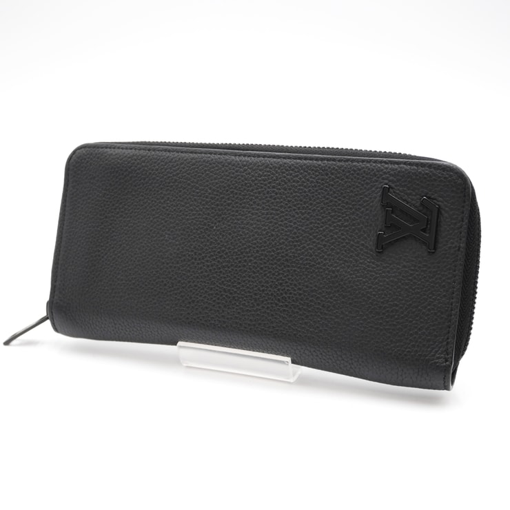 LOUIS VUITTON(ルイ・ヴィトン)ジッピーウォレット・ヴェルティカル LV アエログラム 長財布 ラウンドファスナー ブラック レザー ブラック金具 メンズ【中古】