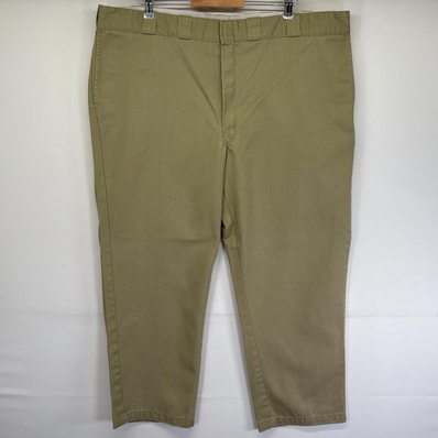 古着 ディッキーズ Dickies ワークパンツ ストレート 874 チノパン ジッパーフライ 作業着 センタープレス ベージュ メンズ