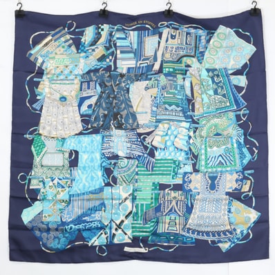 エルメス 【美品】VOYAGE EN ETOFFES 世界の布地を巡る旅 シルク カレ90