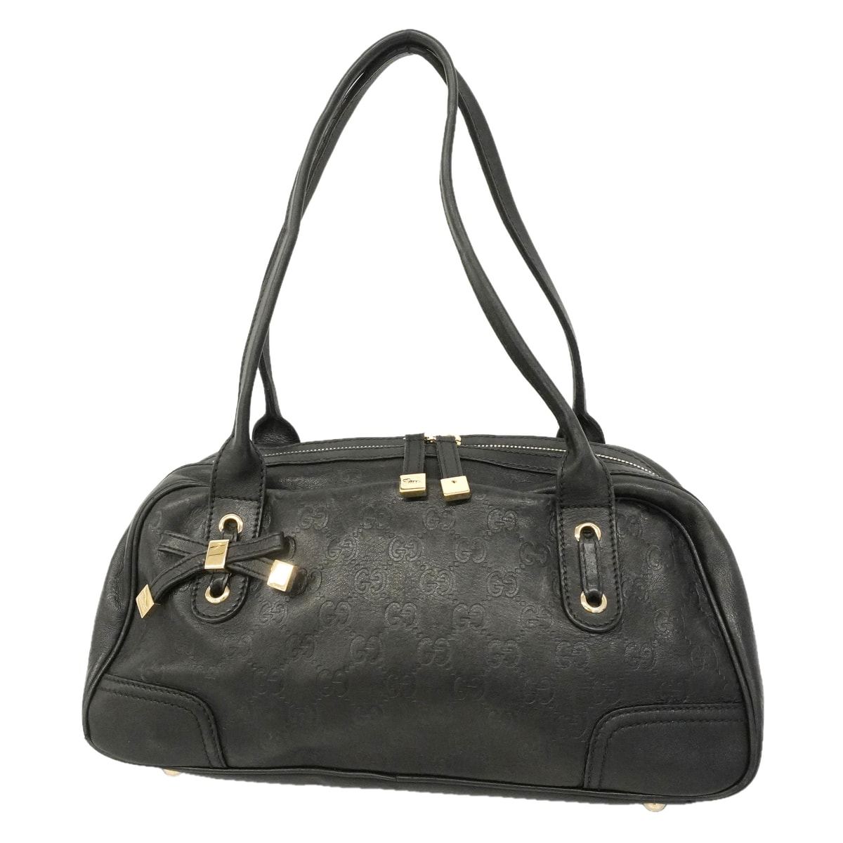 【6hc2293-k】グッチ ショルダーバッグ グッチシマ プリンシー 161720 レザー ブラック ゴールド金具【中古】レディース