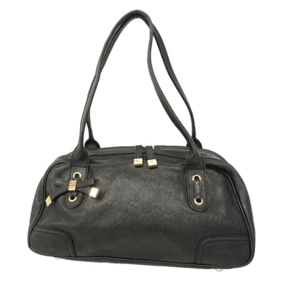 【6hc2293-k】グッチ ショルダーバッグ グッチシマ プリンシー 161720 レザー ブラック ゴールド金具【中古】レディース