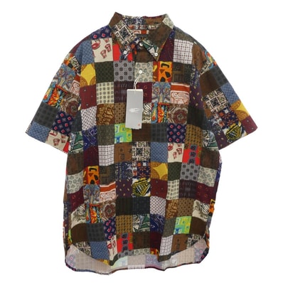 BEAMS ビームス 半袖シャツ パッチワークプリント ショートスリーブ ボタンダウン 半袖シャツ マルチカラー系 S【極上美品】【中古】