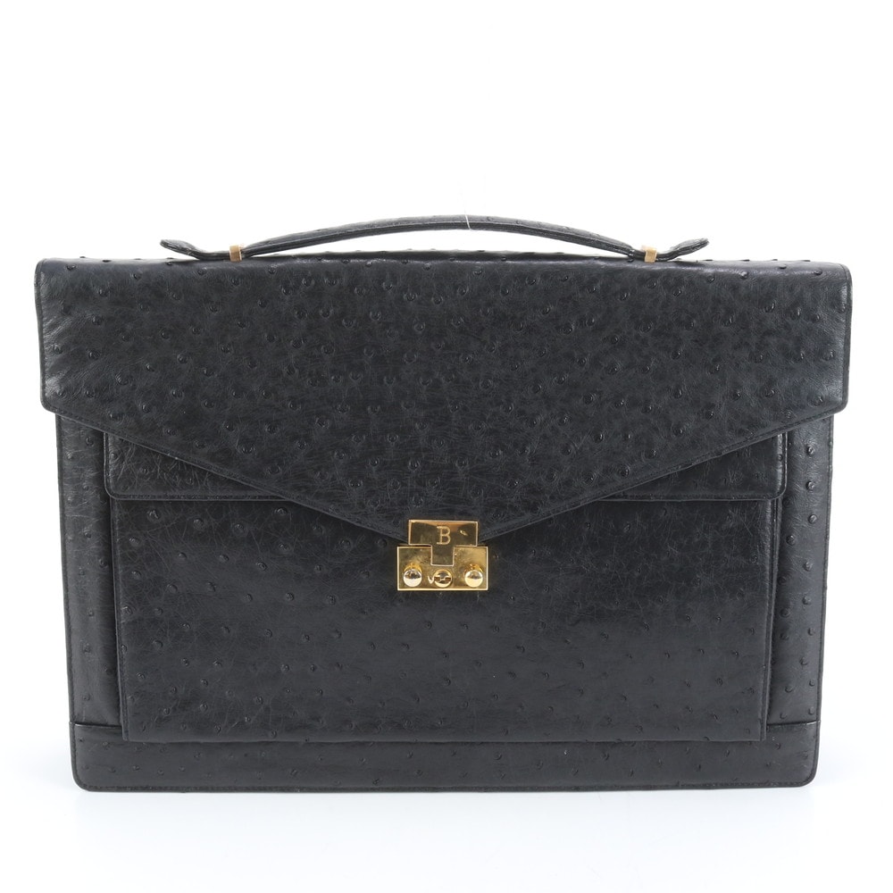 ■美品 バリー ビジネス バッグ オーストリッチ レザー