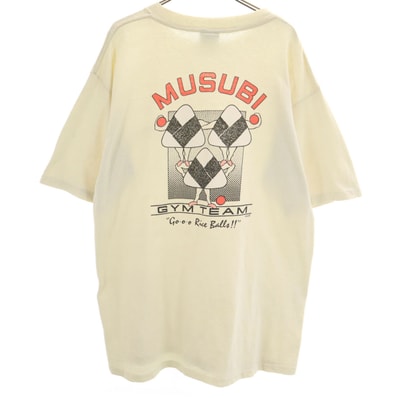 ONEITA オニータ 90s USA製 オールド むすび ジムチーム 半袖 Tシャツ XL クリーム POWER-T おにぎり シングルステッチ