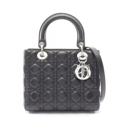 ディオール Dior LADY DIOR レディディオール カナージュ 2WAY ハンドバッグ バッグ レザー レディース ブラック系 【中古】