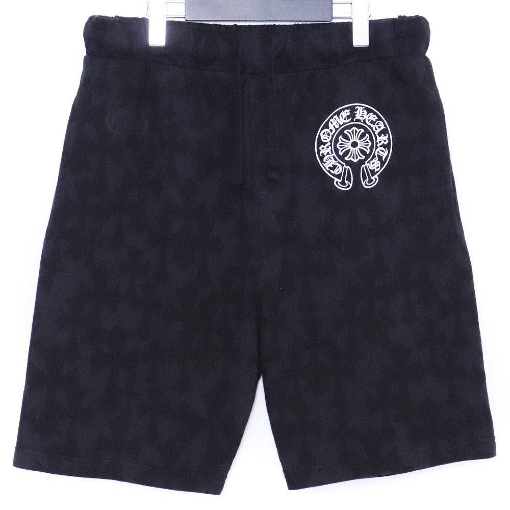 Chrome Hearts Cemetery Cross All Over Print Sweat Shorts "Black"