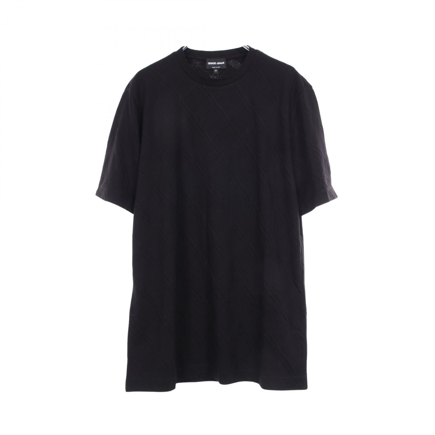 ジョルジオアルマーニ GIORGIO ARMANI 総柄 クルーネック 半袖Tシャツ 衣料品 トップス レーヨン メンズ ブラック系 6YSM78 【中古】