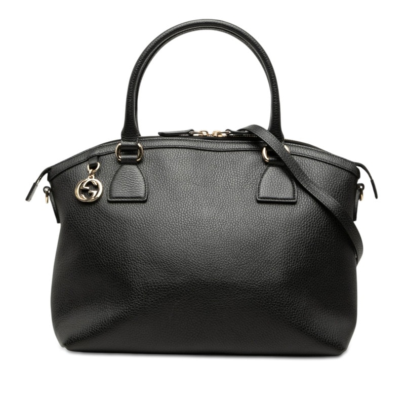 グッチ インターロッキングG ハンドバッグ ショルダーバッグ 2WAY 449651 ブラック レザー レディース GUCCI 【中古】